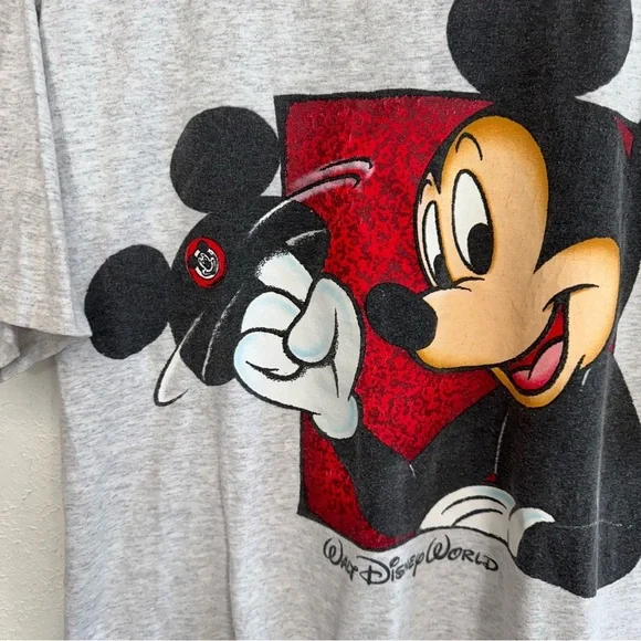 Vintage Disney Mickey Grey T-Shirt Size Large - Picture 2 of 7